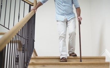 Man walking down stairs